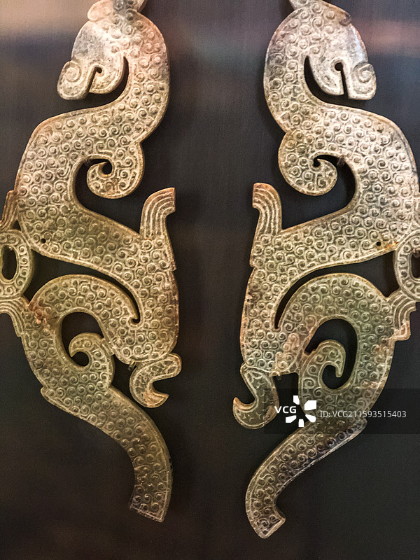 法国吉美博物馆 中国流失海外文物 战国 龙形玉佩图片素材