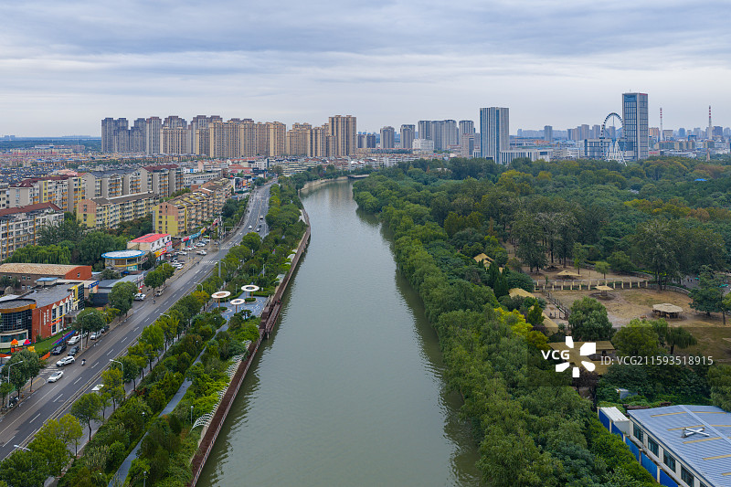 航拍济南小清河与动物园图片素材