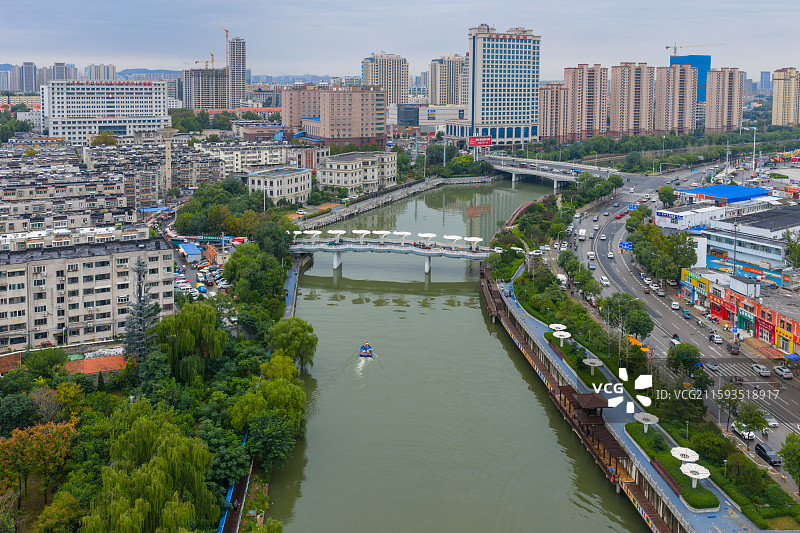 航拍济南小清河与动物园图片素材