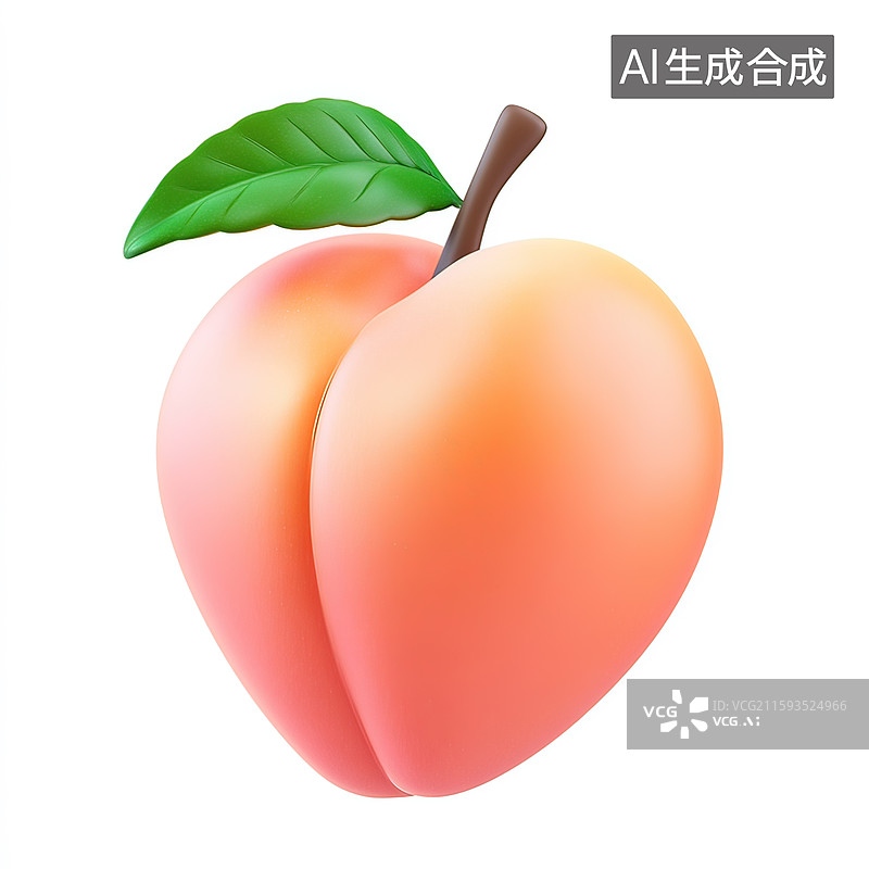 【AI数字艺术】3D水果水蜜桃图片素材
