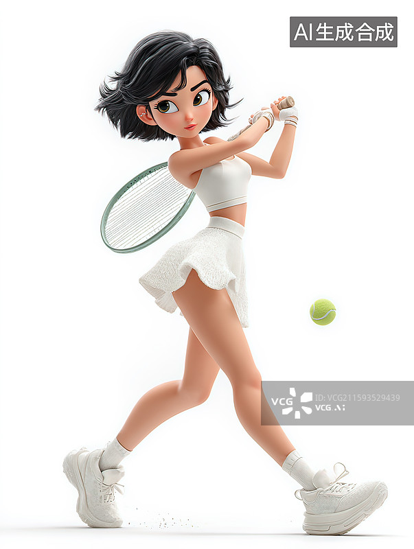 【AI数字艺术】3D打网球的女运动员图片素材