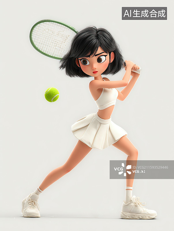 【AI数字艺术】3D打网球的女运动员图片素材