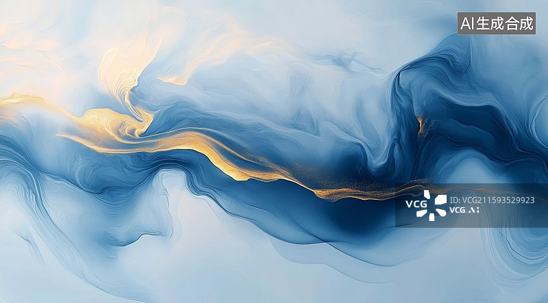 【AI数字艺术】黛蓝青色中国风水墨抽象画背景图片素材