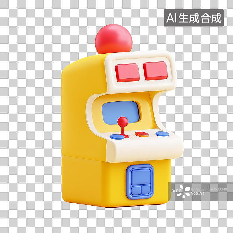 【AI数字艺术】3D卡通黄色游戏机图片素材