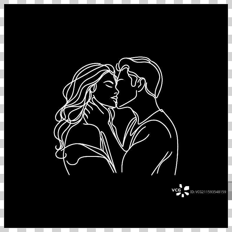 线条艺术婚礼丈夫妻子现代情侣图片素材