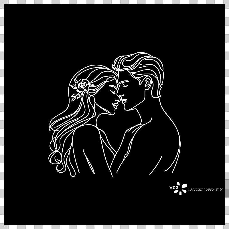 现代夫妻的线条艺术婚礼图片素材