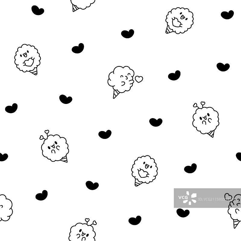 可爱的小棉花糖带着微笑，无缝图案图片素材