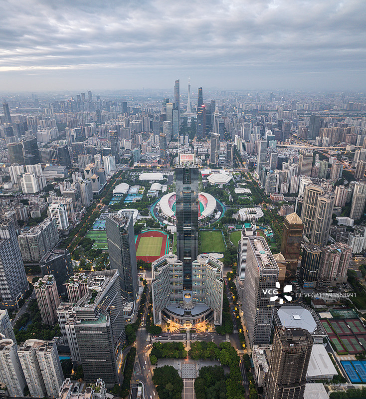 广州中心广场天河体育馆全景航拍图片素材