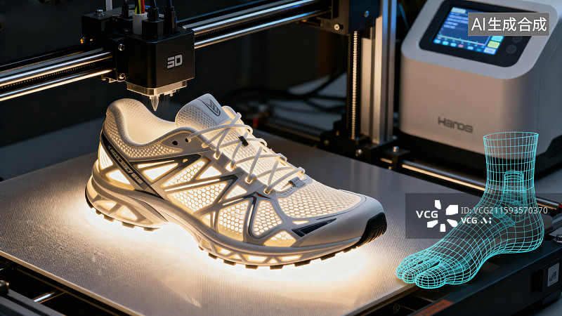 【AI数字艺术】3D打印运动鞋制造过程图片素材