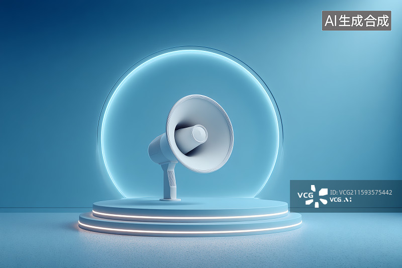 【AI数字艺术】展台上的一把扩音器，喇叭图片素材