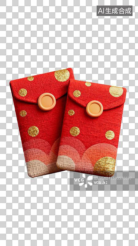 【AI数字艺术】3d立体手工布艺棉麻质感红包图片素材