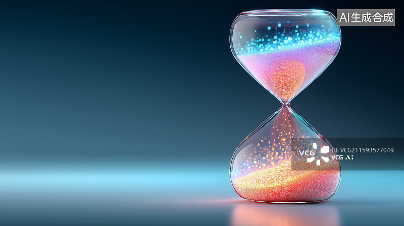 【AI数字艺术】流光溢彩的沙漏时光图片素材