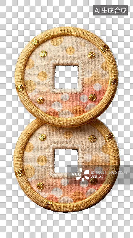 【AI数字艺术】3d立体手工布艺棉麻质感金币图片素材