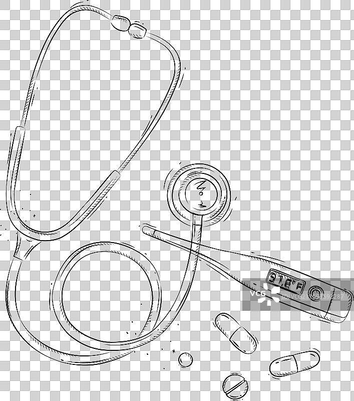 听诊器和电子温度计图片素材