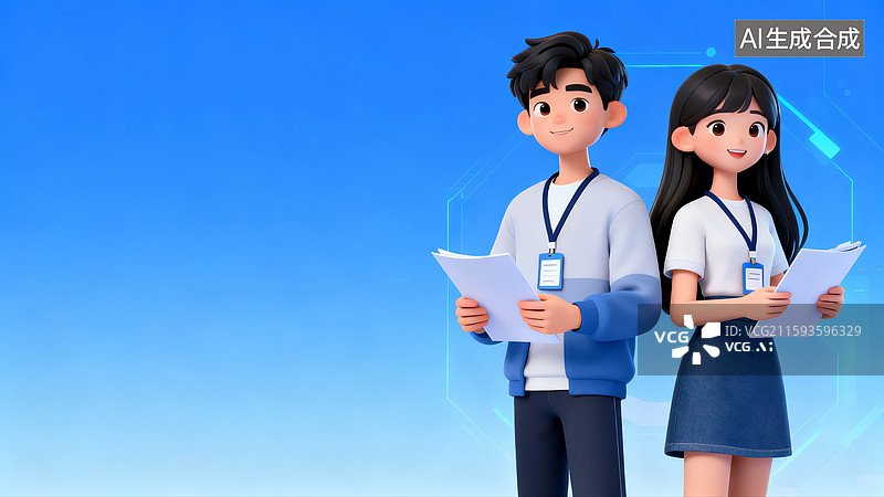 【AI数字艺术】3D卡通职场男女办公专业场景图片素材