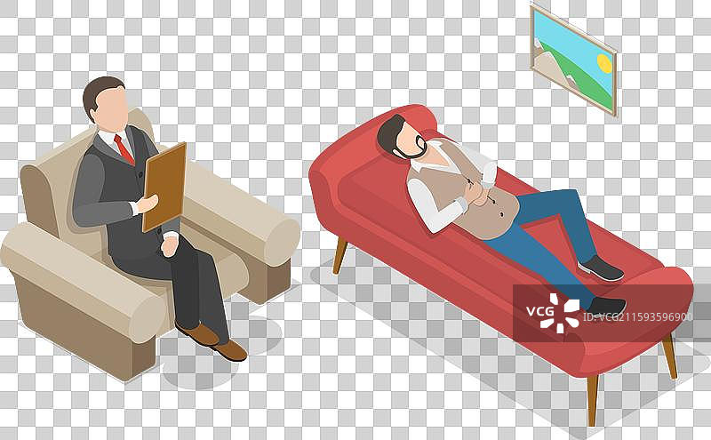 3D等距平面心理治疗图标集图片素材