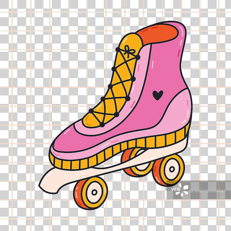 可爱的粉色滑轮溜冰鞋，来自时尚潮流图片素材