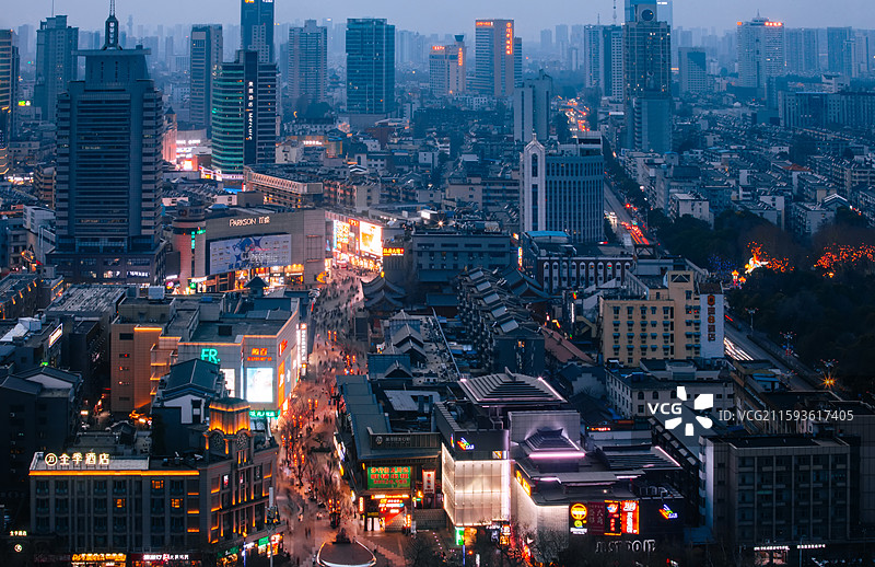 航拍安徽省合肥市淮河路步行街图片素材