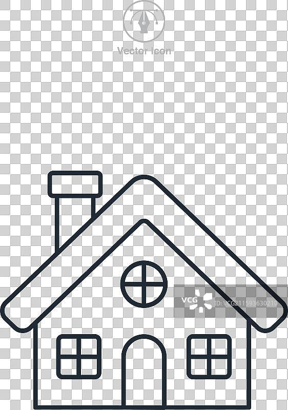 房屋建筑图标符号，独立于白色背景图片素材