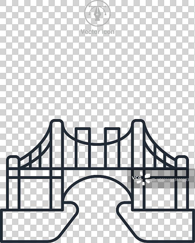 桥梁建筑图标符号，独立于白色背景图片素材