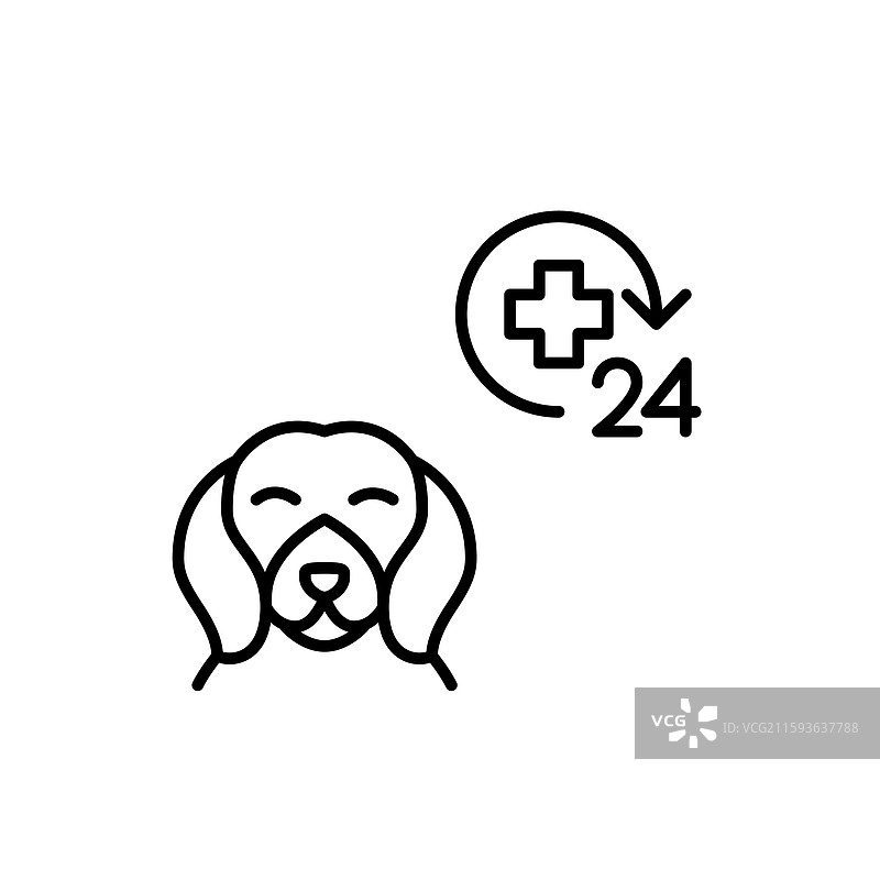 狗与24小时医疗十字标志连续图案图片素材