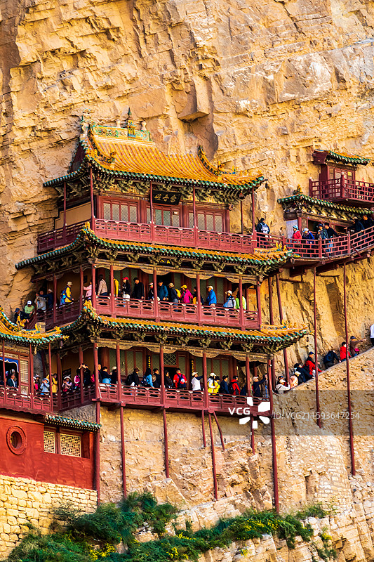 悬崖峭壁上的寺庙，悬空寺图片素材