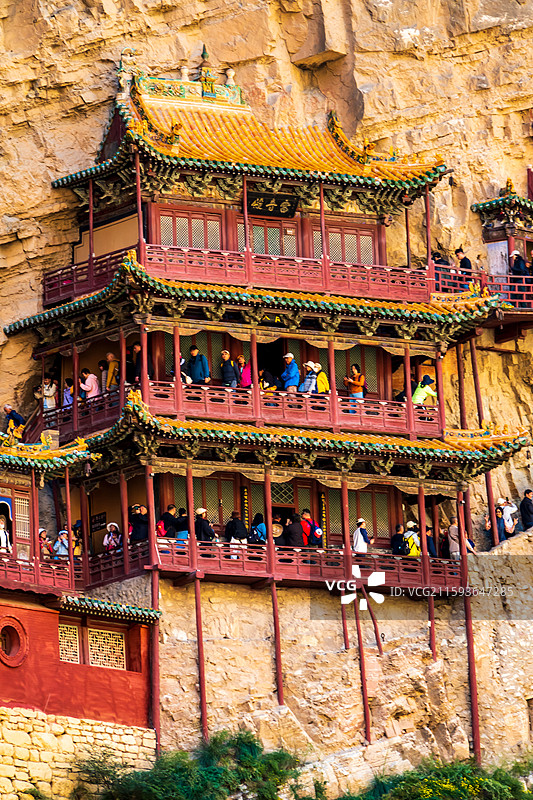 悬崖峭壁上的寺庙，悬空寺图片素材