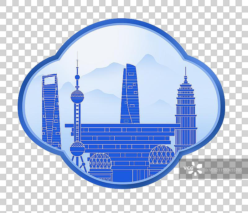 上海蓝色青花瓷古典山水画淡雅山峰窗户图片素材