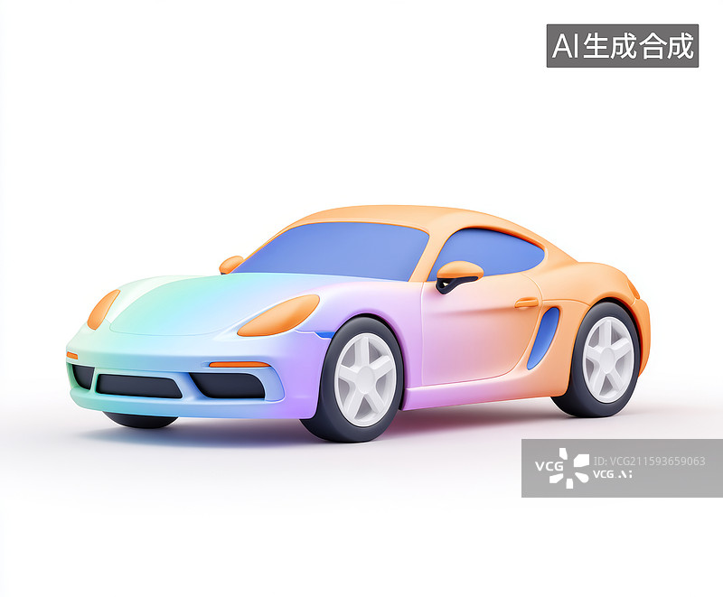 【AI数字艺术】一辆彩色的跑车在白色背景中图片素材
