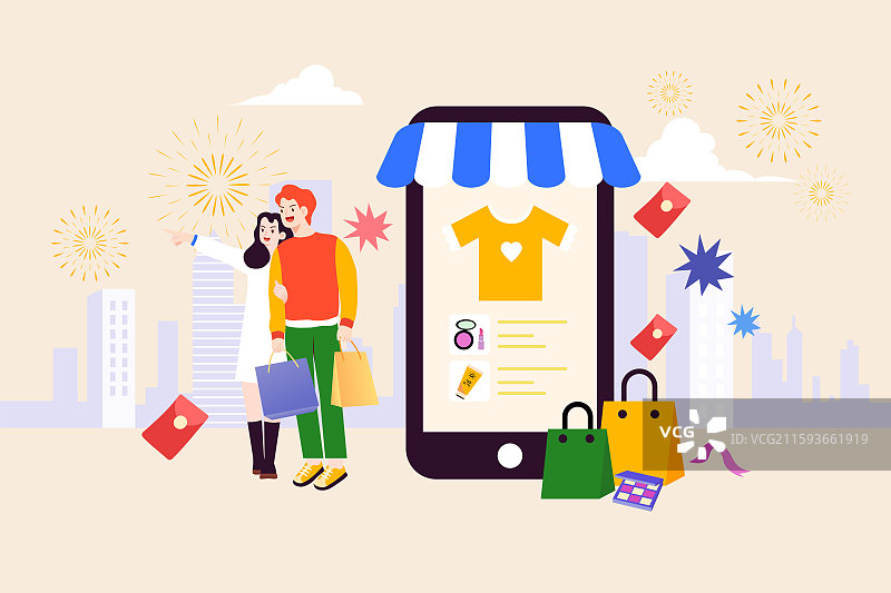 快乐购物的男女图片素材