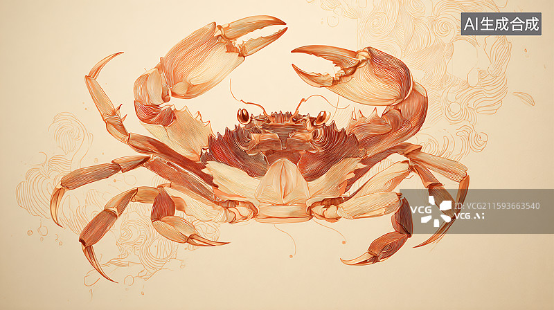 【AI数字艺术】鲜活螃蟹生动形象图图片素材