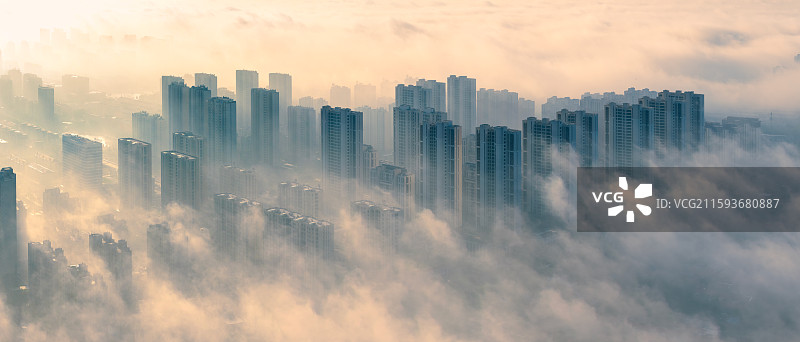 山东德州庆云县城云蒸霞蔚图片素材