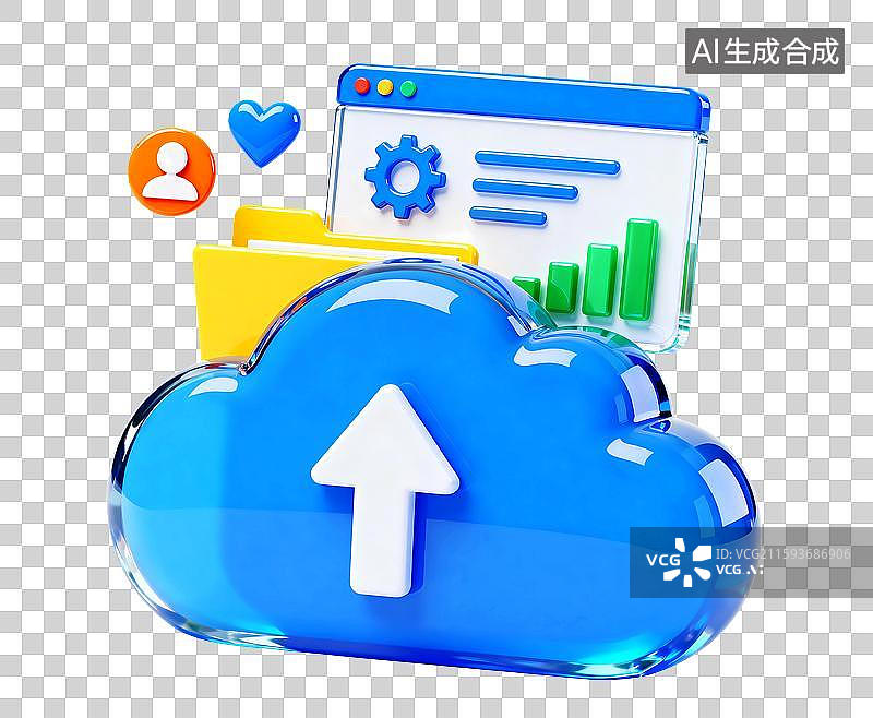 【AI数字艺术】云计算分析芯片数据科技文件夹背景图片素材