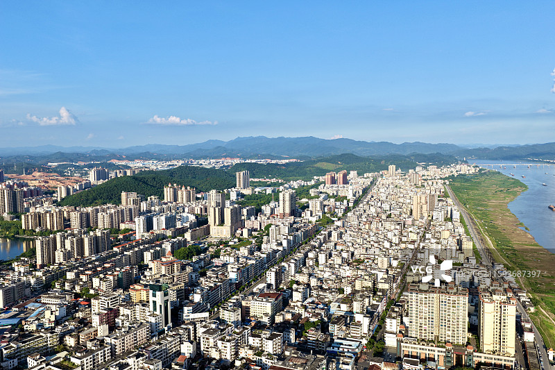 航拍广东德庆县和西江风光图片素材