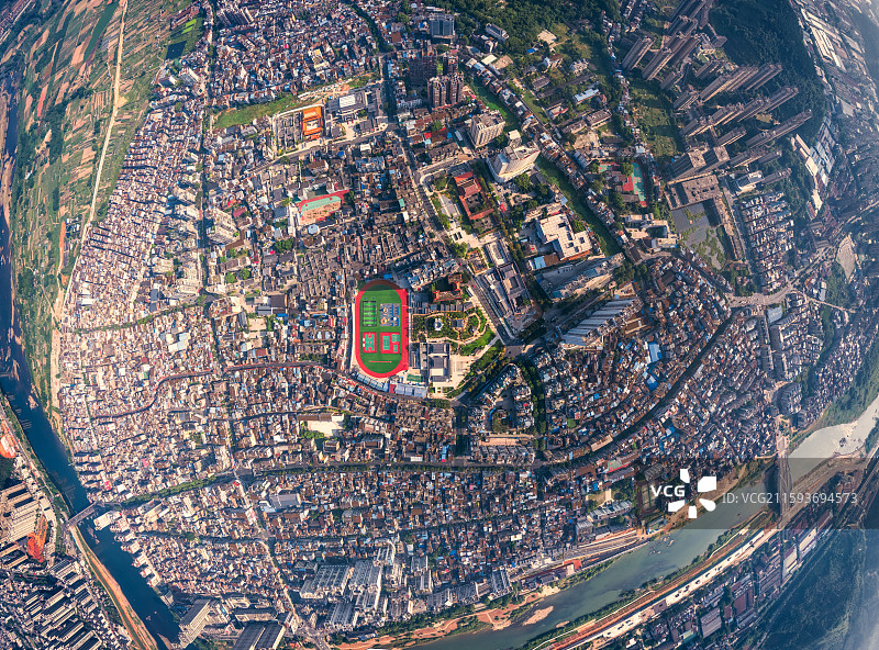 福建建瓯，老城区全景航拍图片素材