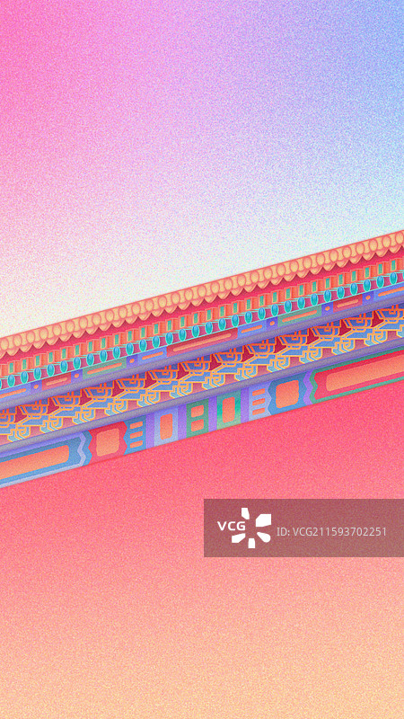 故宫博物院紫禁城红墙黄瓦琉璃瓦榫卯结构古代建筑新国风国潮风彩色弥散渐变简约高级感ins风天空仰视角图片素材