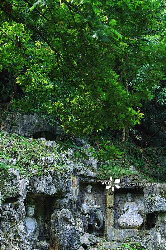 杭州西湖灵隐景区飞来峰灵鹫峰冷泉溪图片素材