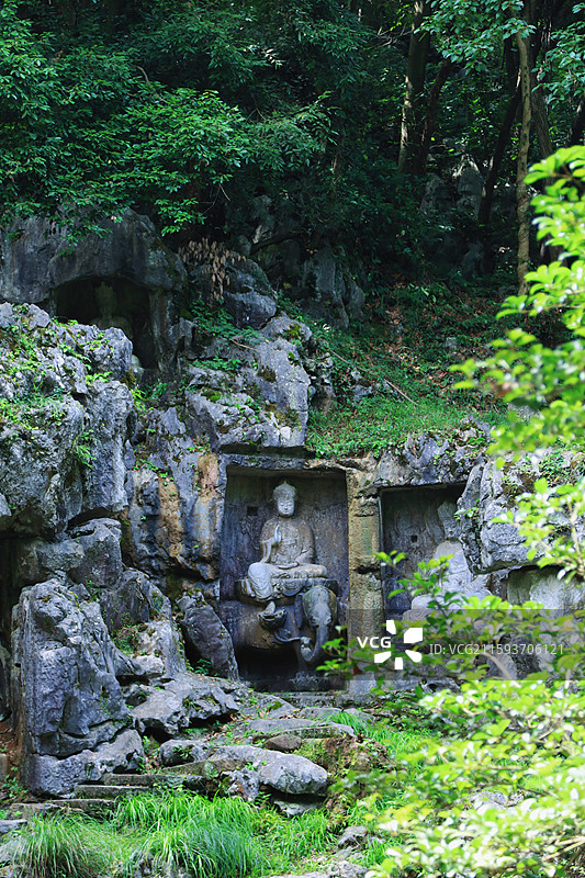 杭州西湖灵隐景区飞来峰灵鹫峰冷泉溪图片素材