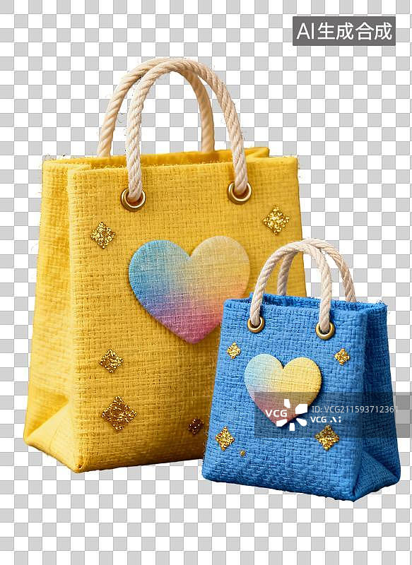 【AI数字艺术】3d手工棉麻布艺质感购物袋图片素材