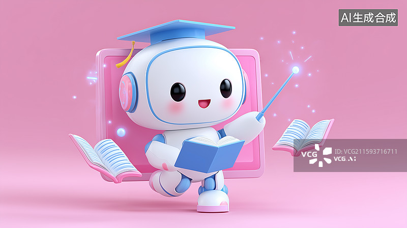 【AI数字艺术】3D机器人教学创意场景图片素材