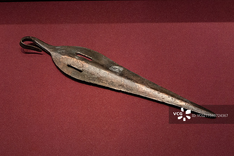 上海世博会博物馆希腊人从阿伽门农到亚历山大矛头 2800-2300BC 青铜 锡罗斯岛图片素材