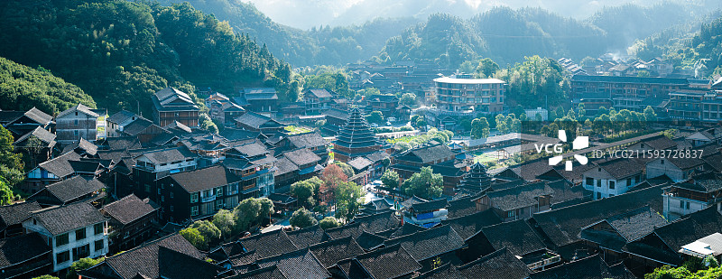 通道皇都侗寨侗族古村落全景图片素材