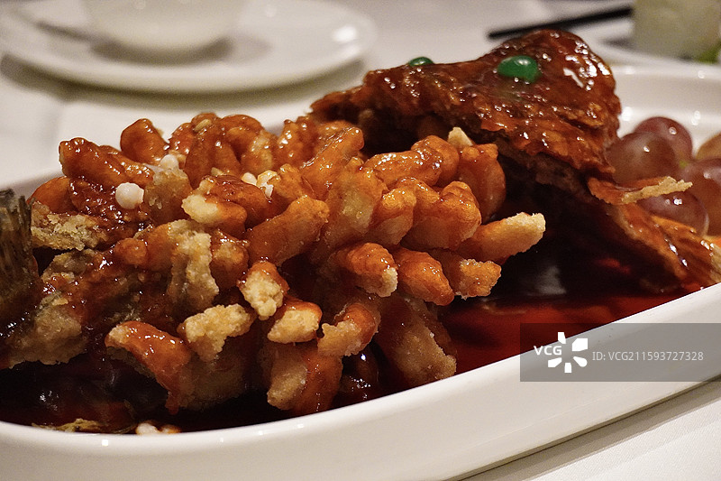 苏州松鹤楼餐厅的名菜松鼠桂鱼图片素材