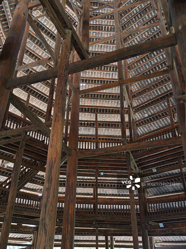 广西三江侗族自治县三江鼓楼建筑细节图片素材