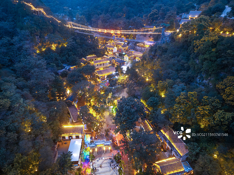 淄博 博山 红叶柿岩 柿岩仙村 古镇图片素材