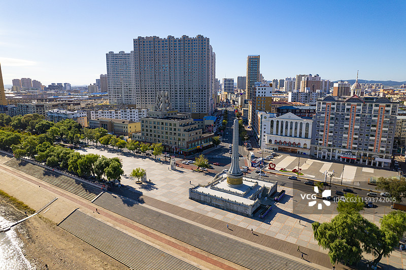 佳木斯建国十周年纪念塔图片素材