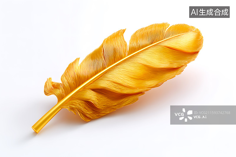 【AI数字艺术】一支金色的羽毛图片素材