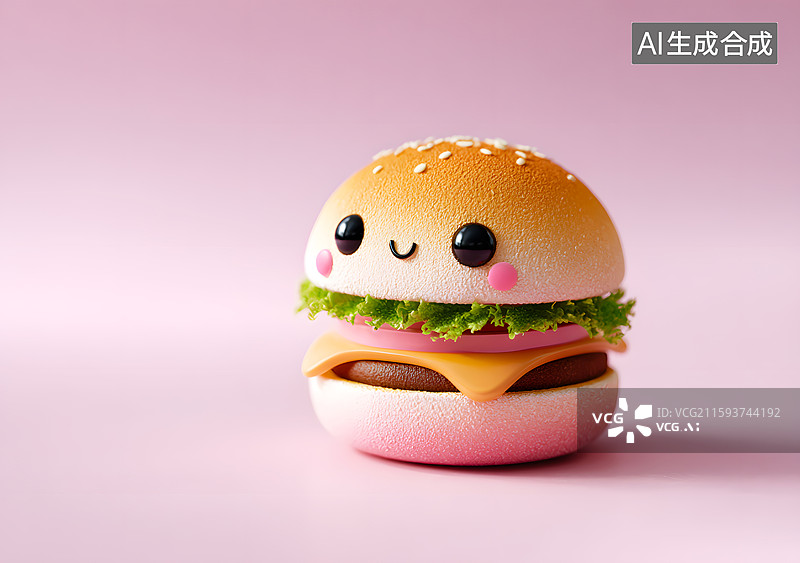 【AI数字艺术】可爱的卡通小汉堡图片素材