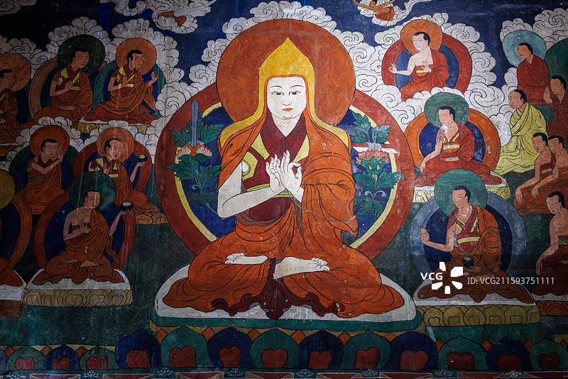 蒙古国前杭爱省哈拉和林藏传佛教格鲁派寺院额尔德尼昭壁画图片素材