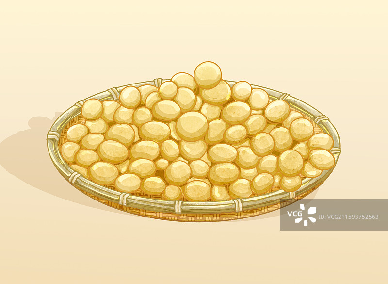 农业丰收插画五谷杂粮一筐黄豆图片素材